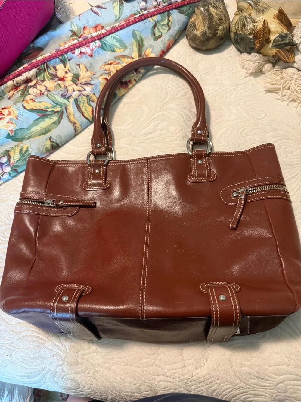Classic Brown Leather Tote Bag - Women Bags